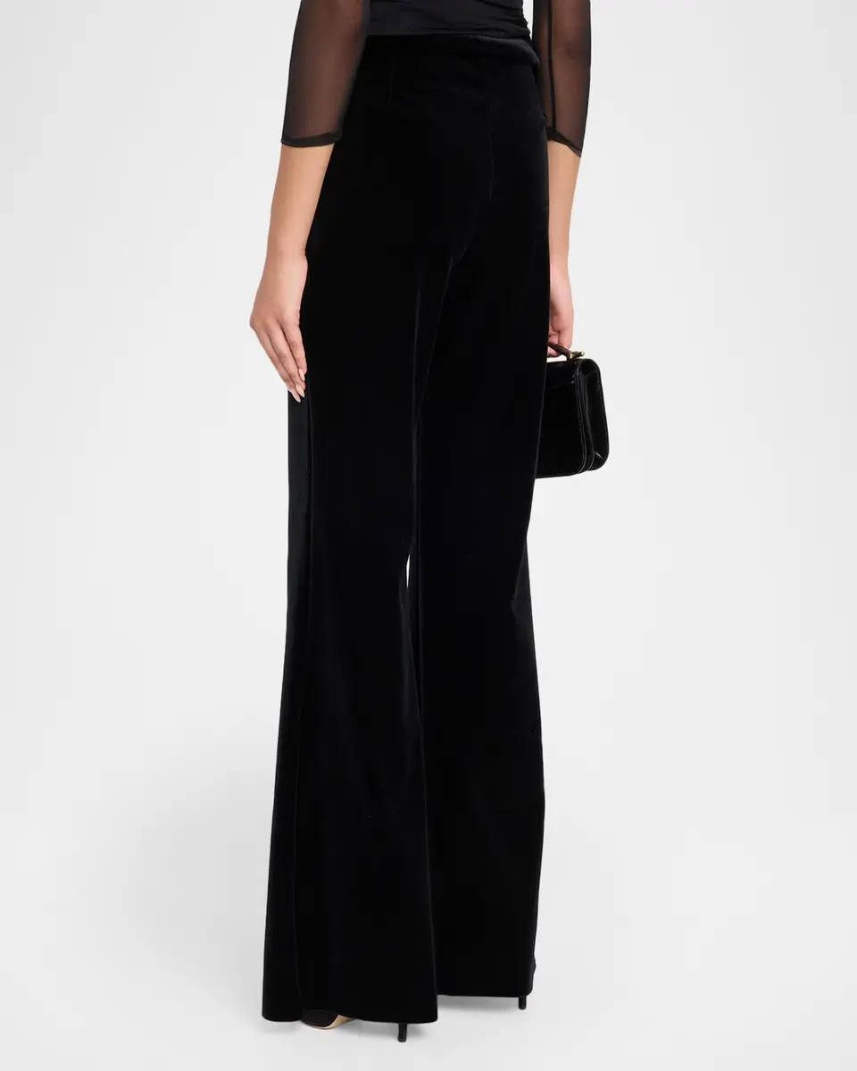Chiara Boni La Petite Robe Eryda Velvet Flared-Leg Pants | Thumbnail 3 Chiara Boni La Petite Robe Eryda Velvet Flared-Leg Pants | Thumbnail 3