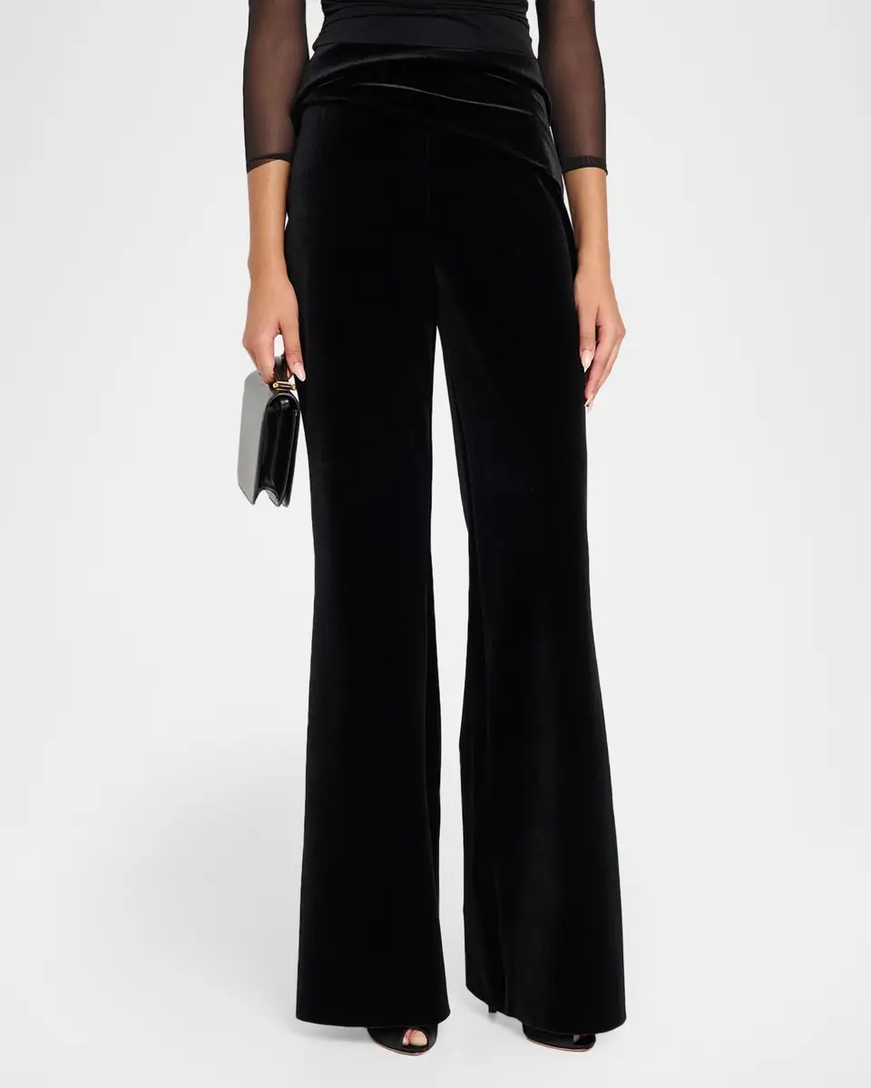 Chiara Boni La Petite Robe Eryda Velvet Flared-Leg Pants | Thumbnail 4 Chiara Boni La Petite Robe Eryda Velvet Flared-Leg Pants | Thumbnail 4