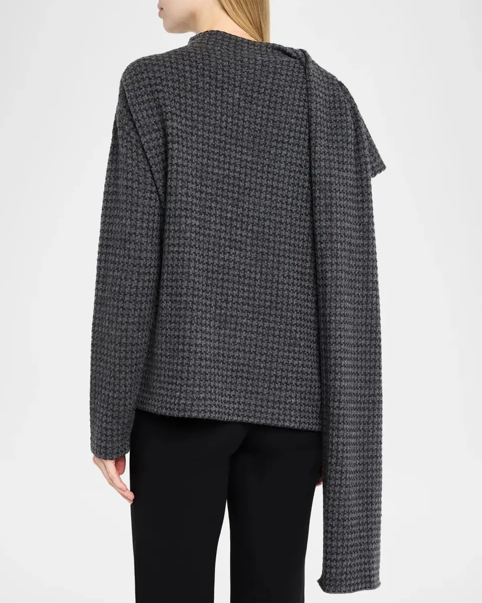Vince Draped-Scarf Houndstooth Sweater | Thumbnail 3