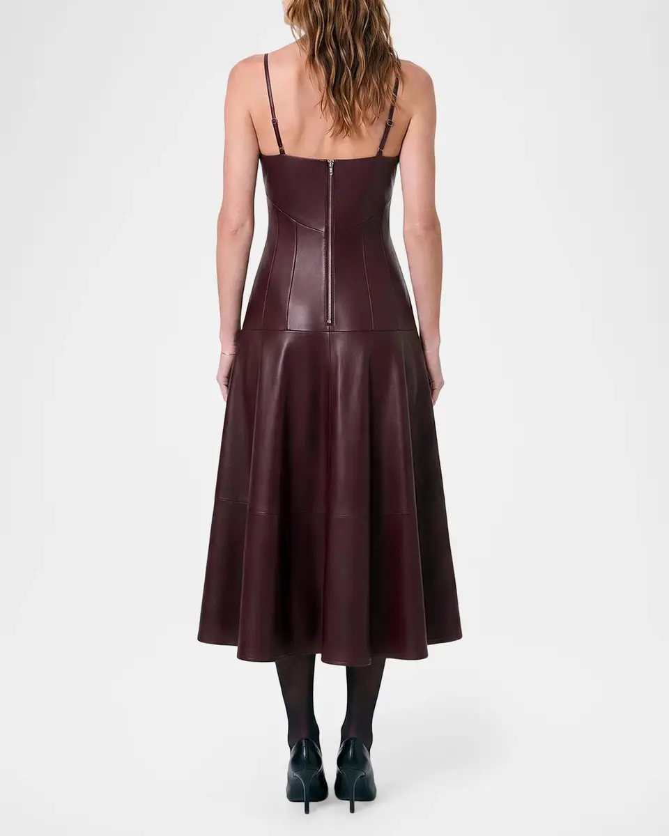 NICHOLAS Nora Faux-Leather Plunge Neck Midi Dress | Thumbnail 3 NICHOLAS Nora Faux-Leather Plunge Neck Midi Dress | Thumbnail 3