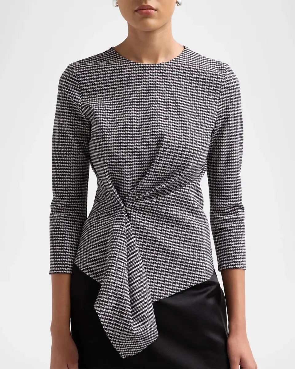Chiara Boni La Petite Robe Vione Houndstooth Pinched Top | Thumbnail 3 Chiara Boni La Petite Robe Vione Houndstooth Pinched Top | Thumbnail 3