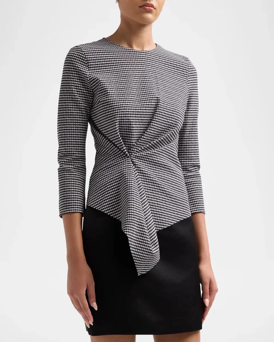 Chiara Boni La Petite Robe Vione Houndstooth Pinched Top | Thumbnail 5 Chiara Boni La Petite Robe Vione Houndstooth Pinched Top | Thumbnail 5