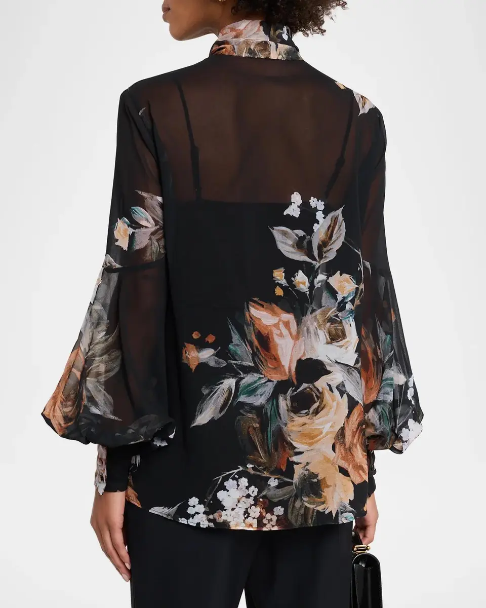 Chiara Boni La Petite Robe Floral Tieneck Blouse | Thumbnail 3