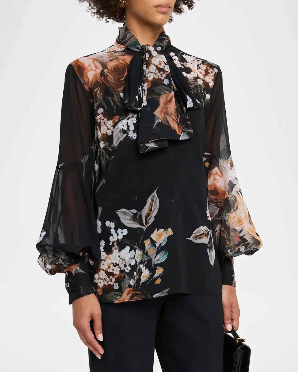 Chiara Boni La Petite Robe Floral Tieneck Blouse | Thumbnail 4