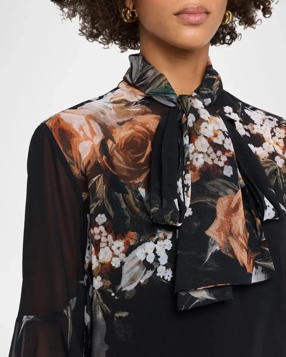 Chiara Boni La Petite Robe Floral Tieneck Blouse | Thumbnail 5