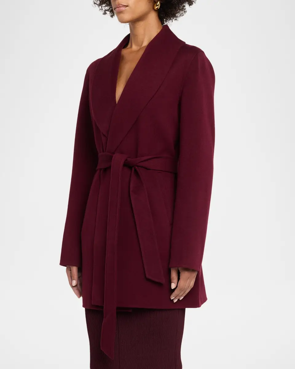 Sofia Cashmere Double Face Wool-Cashmere-Blend Belted Wrap Coat | Thumbnail 4 Sofia Cashmere Double Face Wool-Cashmere-Blend Belted Wrap Coat | Thumbnail 4