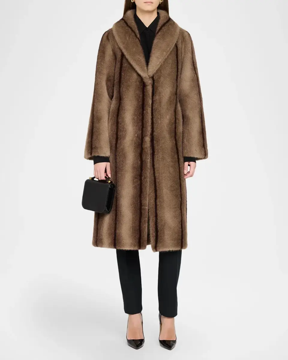 Elie Tahari The Hila Shawl-Collar Faux Fur Coat | Thumbnail 2