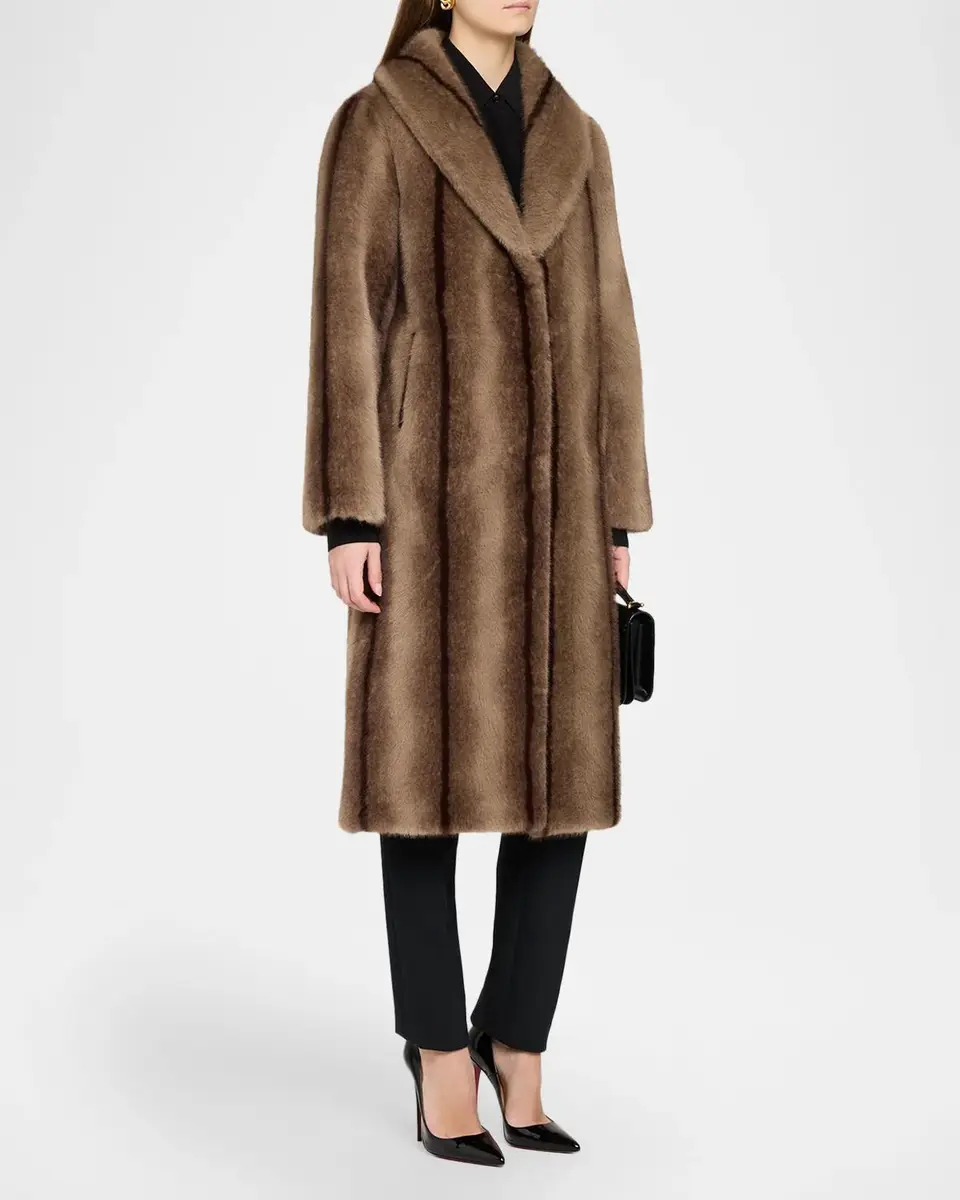 Elie Tahari The Hila Shawl-Collar Faux Fur Coat | Thumbnail 4