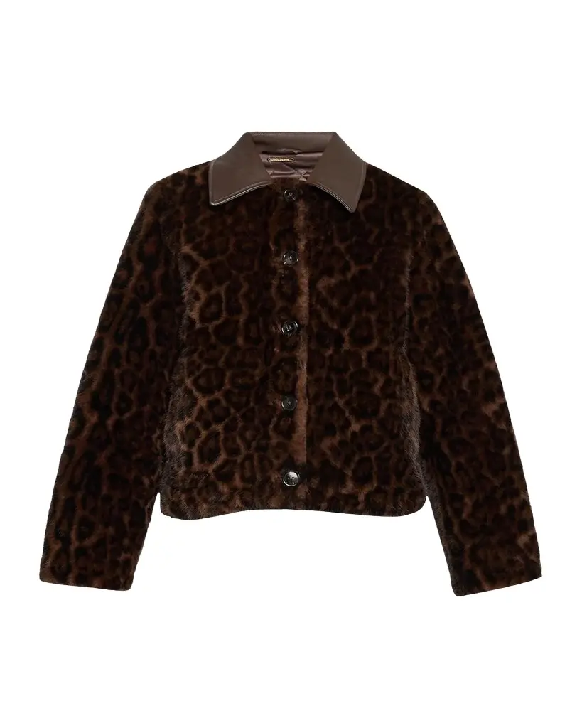 Leopard-Print Faux Fur Jacket