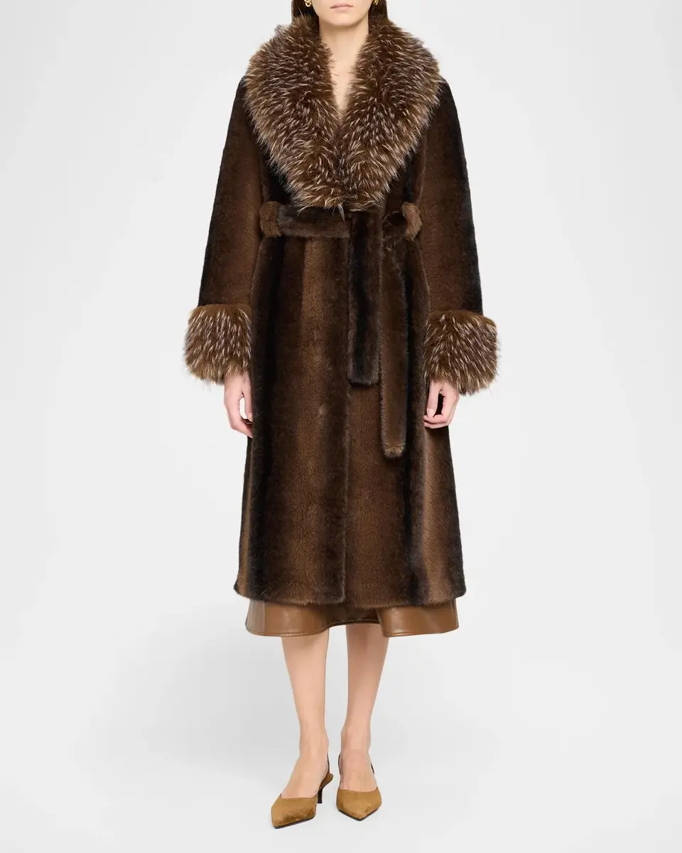 Elie Tahari The Speckled Shawl-Collar Faux Fur Coat | Thumbnail 2 Elie Tahari The Speckled Shawl-Collar Faux Fur Coat | Thumbnail 2