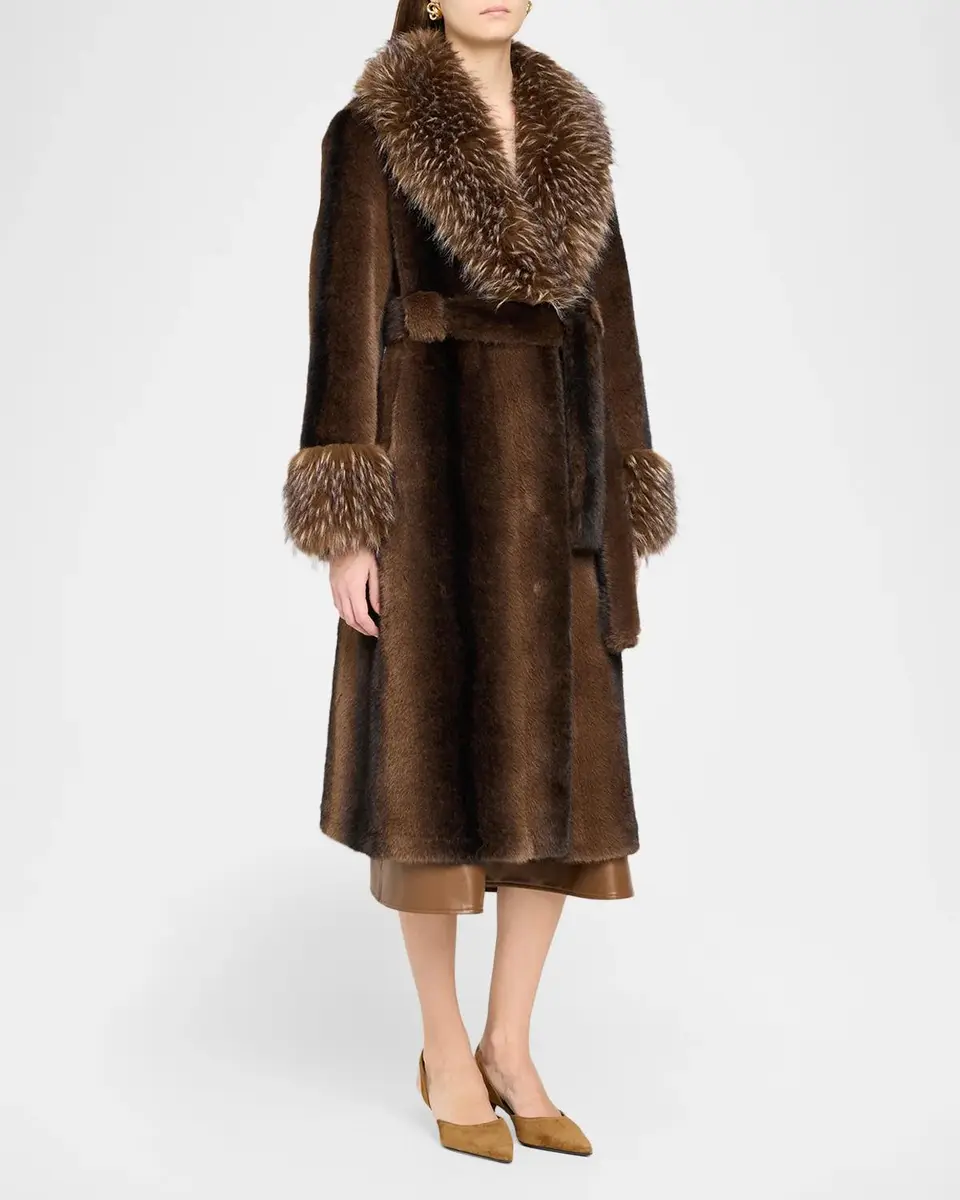 Elie Tahari The Speckled Shawl-Collar Faux Fur Coat | Thumbnail 4 Elie Tahari The Speckled Shawl-Collar Faux Fur Coat | Thumbnail 4