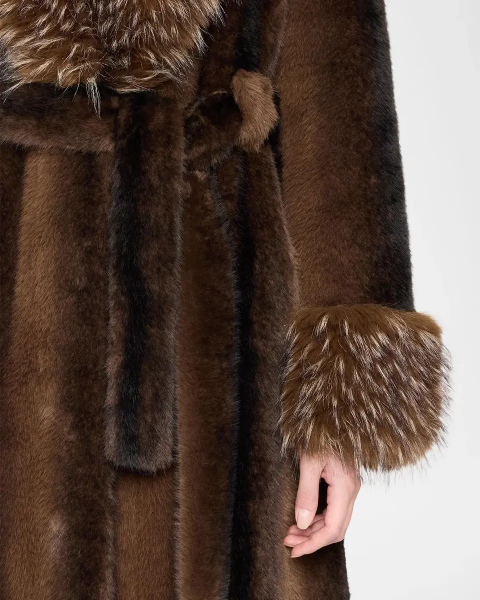 Elie Tahari The Speckled Shawl-Collar Faux Fur Coat | Thumbnail 5 Elie Tahari The Speckled Shawl-Collar Faux Fur Coat | Thumbnail 5