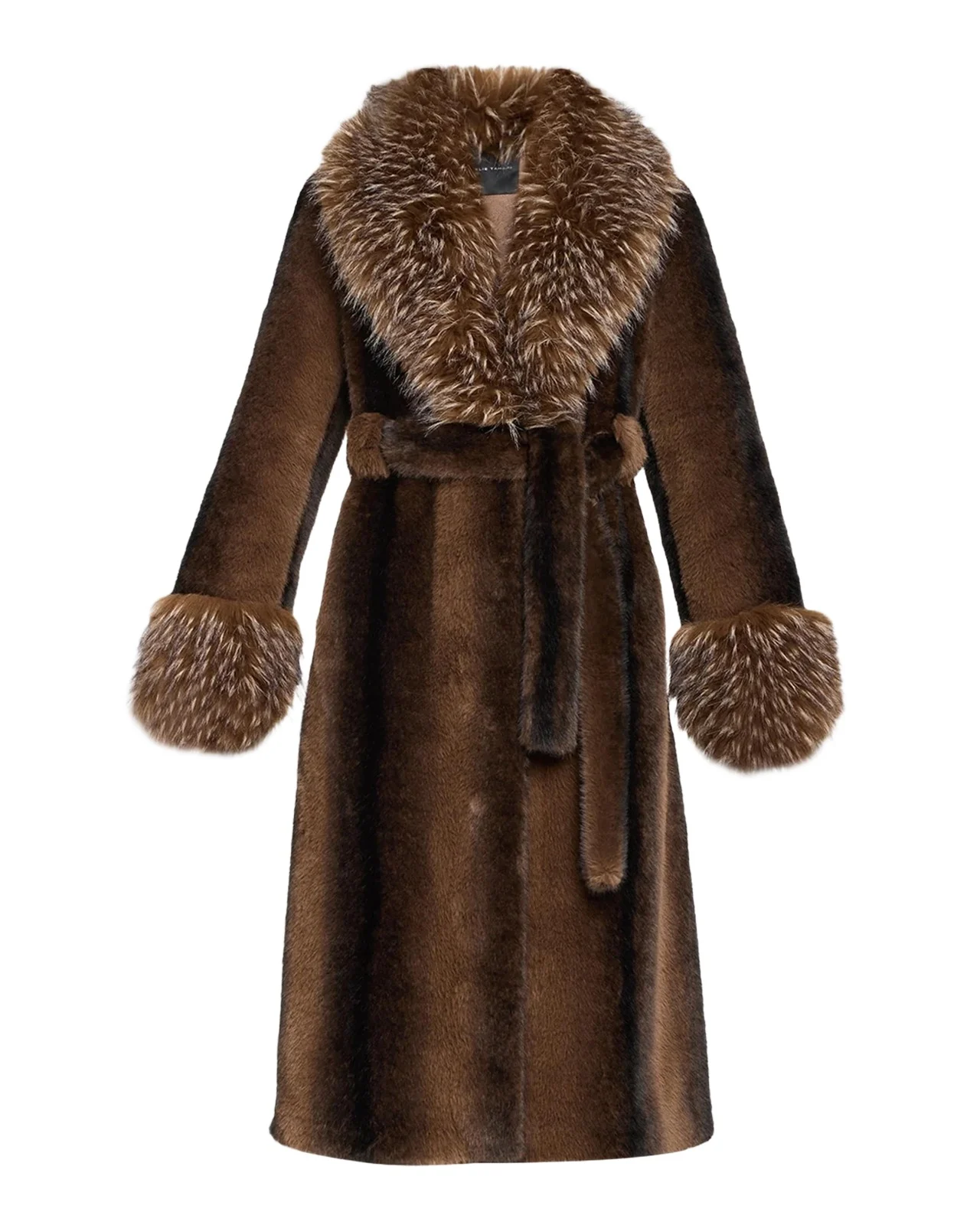 The Speckled Shawl-Collar Faux Fur Coat