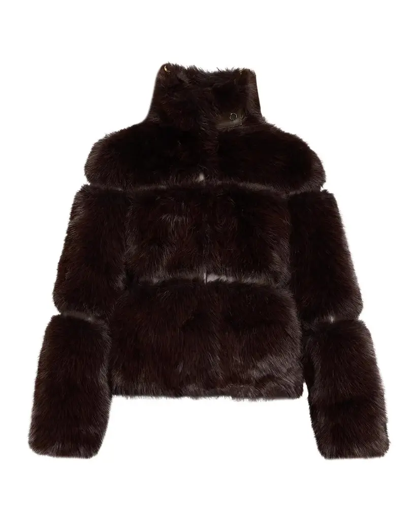 Elie Tahari The Yael Turtleneck Faux Fur Coat