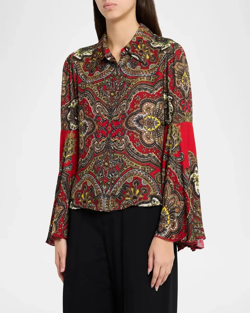 Alice + Olivia Willa Printed Bell-Sleeve Top | Thumbnail 4 Alice + Olivia Willa Printed Bell-Sleeve Top | Thumbnail 4