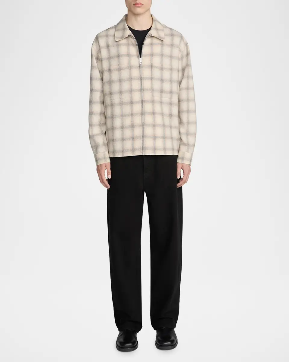 Frame Men's Plaid Wool-Blend Zip-Front Overshirt | Thumbnail 2