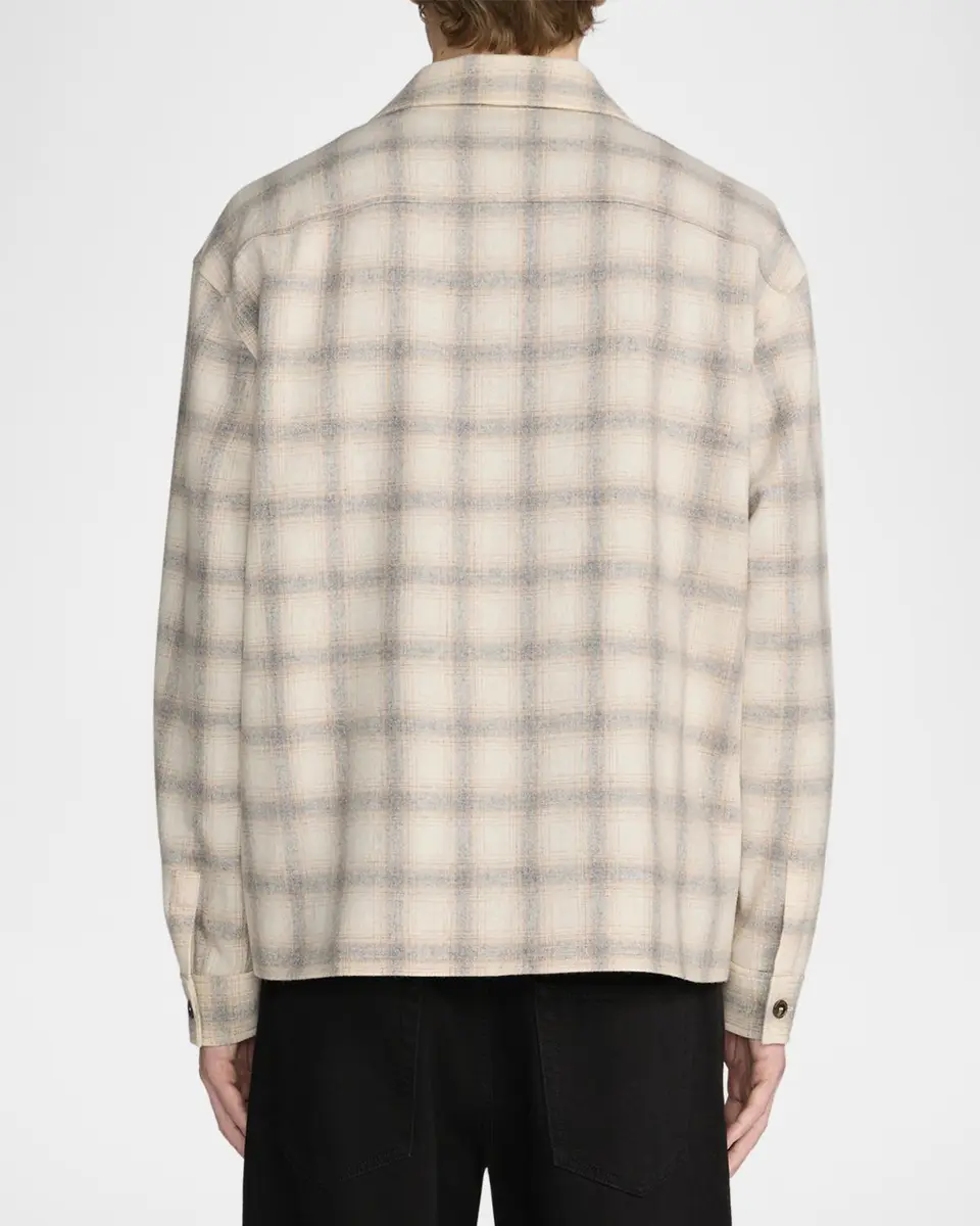 Frame Men's Plaid Wool-Blend Zip-Front Overshirt | Thumbnail 3