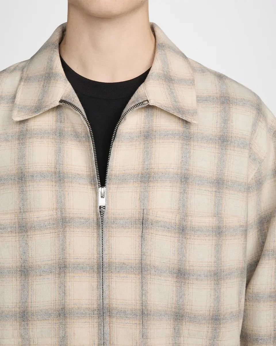 Frame Men's Plaid Wool-Blend Zip-Front Overshirt | Thumbnail 5