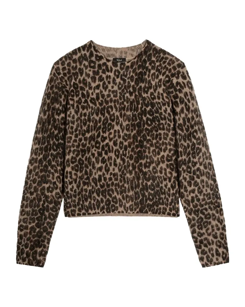 RAILS Sofia Leopard Print Wool-Cashmere Top