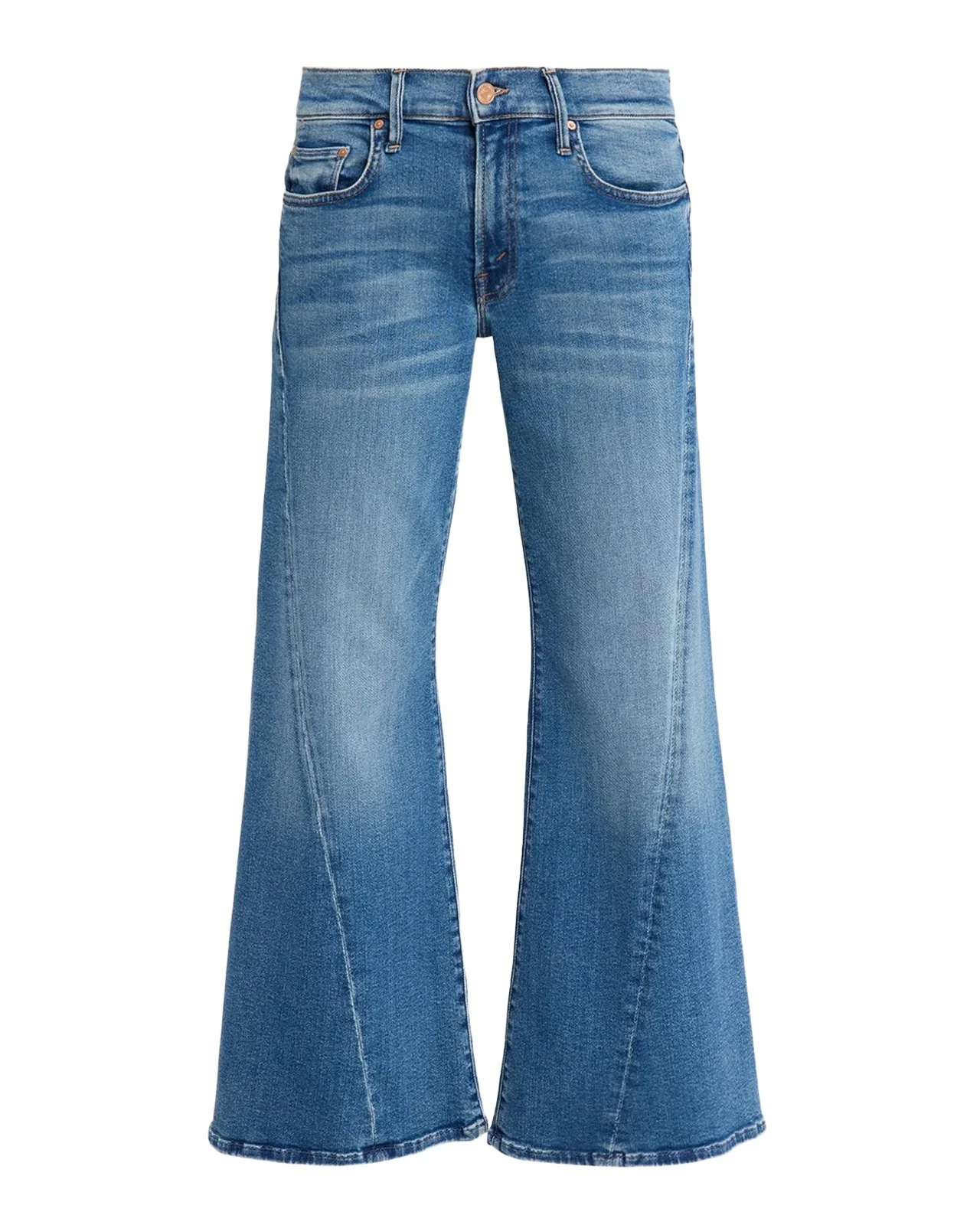 Mother Lil Mid-Rise Sidestepp Wide-Leg Jeans
