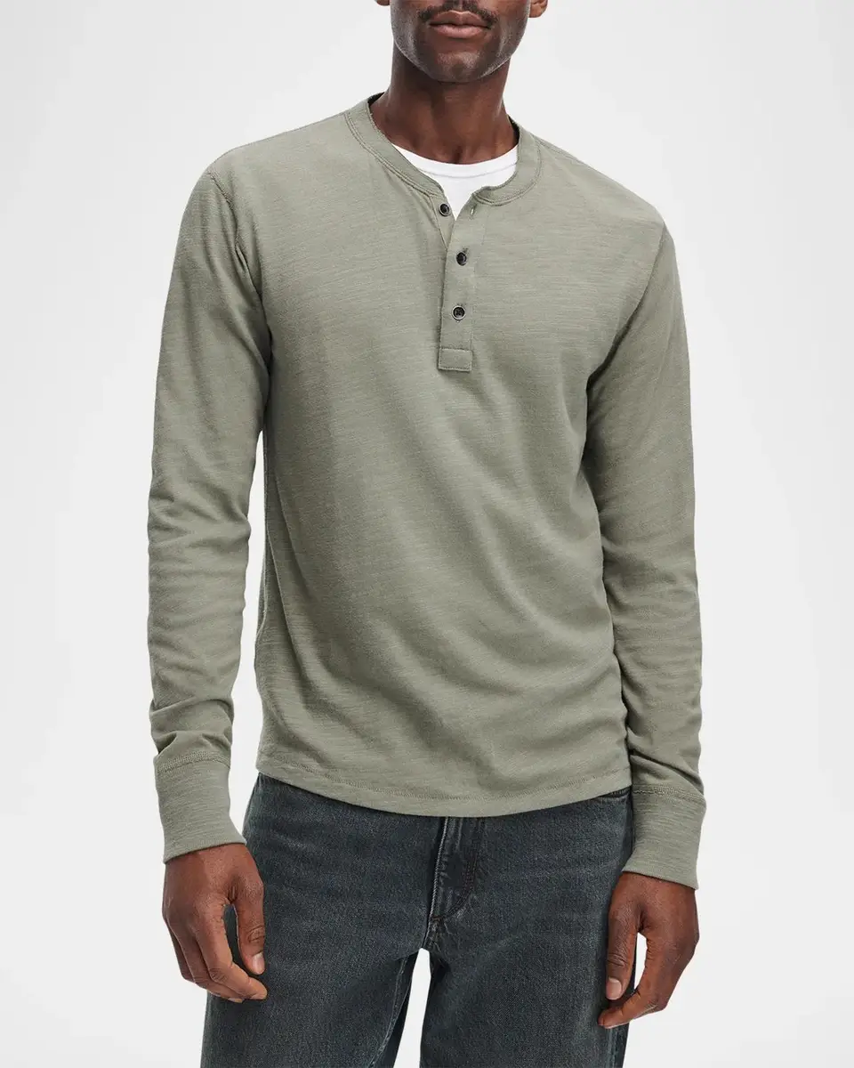 rag & bone Men's Classic Flame Henley Long-Sleeve T-Shirt | Thumbnail 4 rag & bone Men's Classic Flame Henley Long-Sleeve T-Shirt | Thumbnail 4