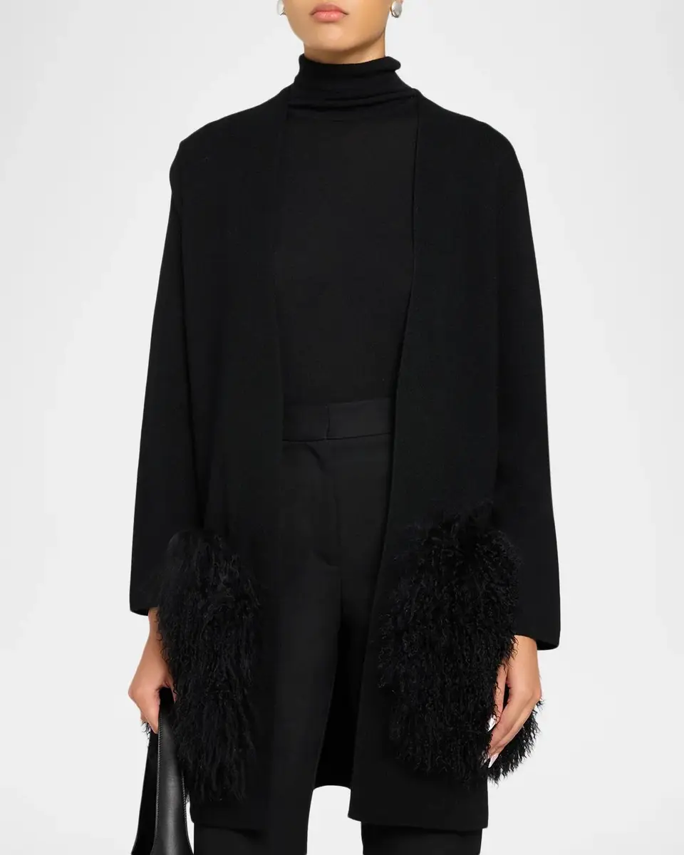 Kobi Halperin Cori Shearling-Trim Wool-Blend Cardigan | Thumbnail 4 Kobi Halperin Cori Shearling-Trim Wool-Blend Cardigan | Thumbnail 4