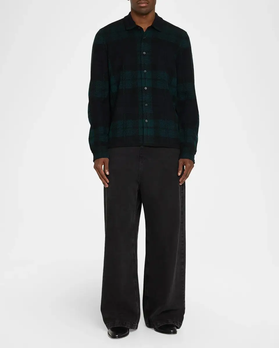 rag & bone Men's Wool Knit Plaid Button-Front Shirt | Thumbnail 2 rag & bone Men's Wool Knit Plaid Button-Front Shirt | Thumbnail 2
