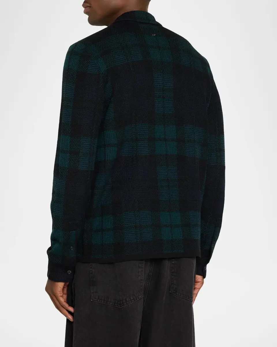 rag & bone Men's Wool Knit Plaid Button-Front Shirt | Thumbnail 3 rag & bone Men's Wool Knit Plaid Button-Front Shirt | Thumbnail 3