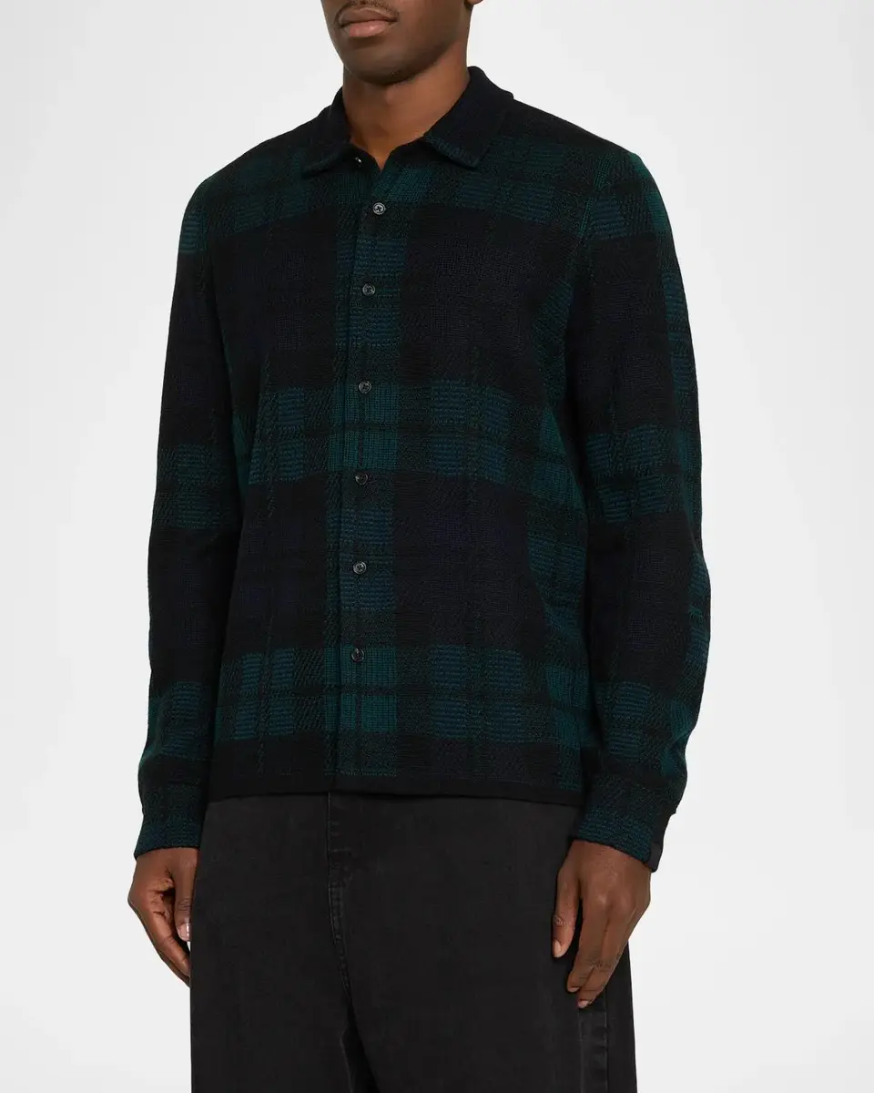 rag & bone Men's Wool Knit Plaid Button-Front Shirt | Thumbnail 4 rag & bone Men's Wool Knit Plaid Button-Front Shirt | Thumbnail 4