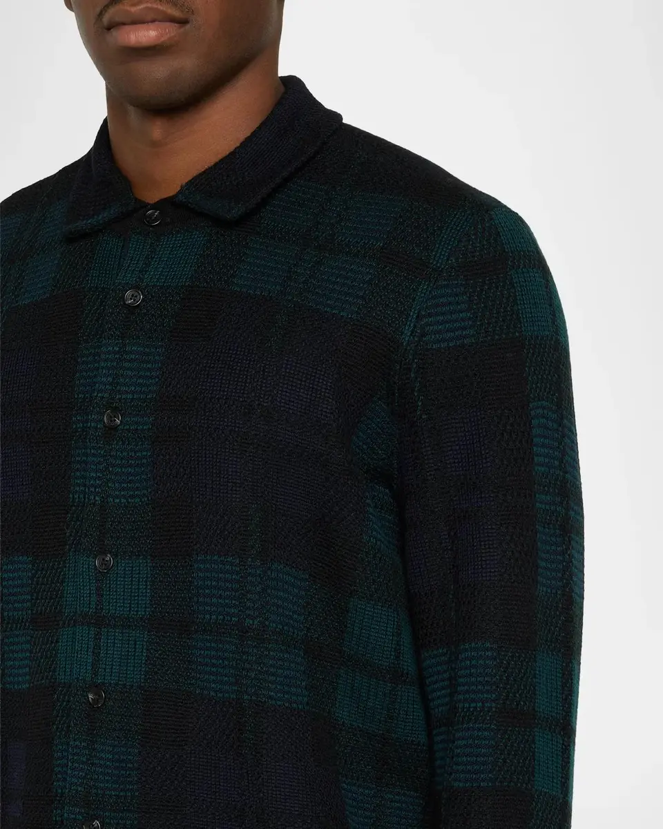 rag & bone Men's Wool Knit Plaid Button-Front Shirt | Thumbnail 5 rag & bone Men's Wool Knit Plaid Button-Front Shirt | Thumbnail 5