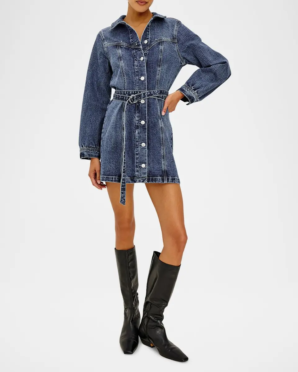 RAILS Montant Stretch-Denim Belted Mini Dress | Thumbnail 2 RAILS Montant Stretch-Denim Belted Mini Dress | Thumbnail 2