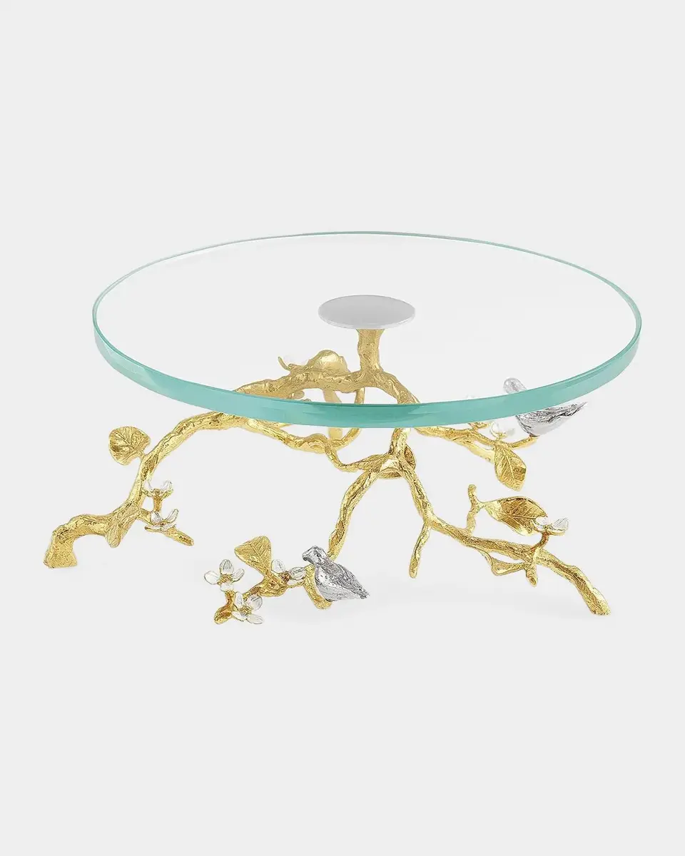Michael Aram Lovebirds Silver & Gold Glass Cakestand | Thumbnail 2 Michael Aram Lovebirds Silver & Gold Glass Cakestand | Thumbnail 2