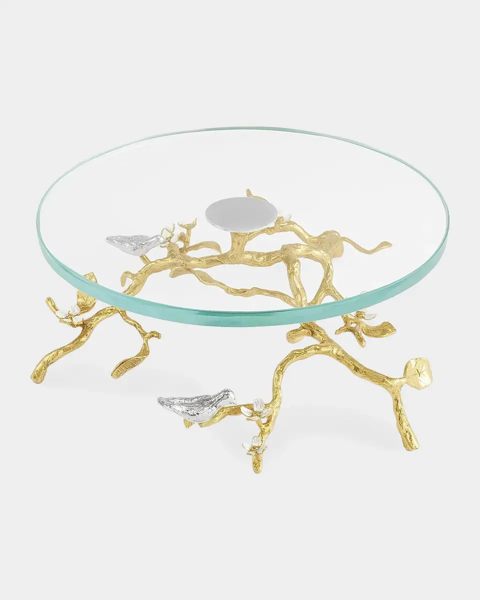 Michael Aram Lovebirds Silver & Gold Glass Cakestand | Thumbnail 3 Michael Aram Lovebirds Silver & Gold Glass Cakestand | Thumbnail 3