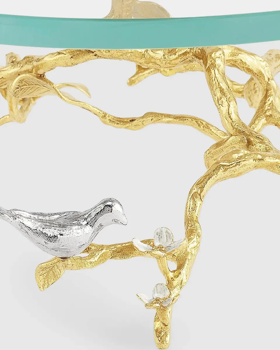 Michael Aram Lovebirds Silver & Gold Glass Cakestand | Thumbnail 4 Michael Aram Lovebirds Silver & Gold Glass Cakestand | Thumbnail 4