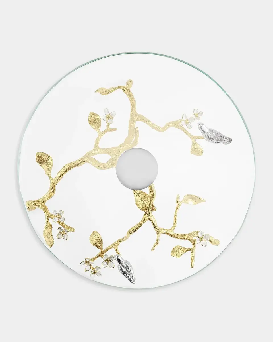 Michael Aram Lovebirds Silver & Gold Glass Cakestand | Thumbnail 5 Michael Aram Lovebirds Silver & Gold Glass Cakestand | Thumbnail 5