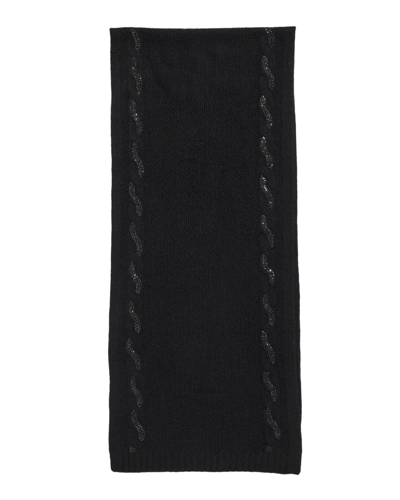 Sofia Cashmere Crystal-Embellished Cable-Knit Cashmere Scarf