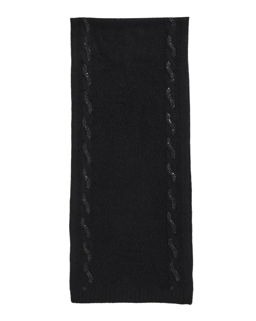 Sofia Cashmere Crystal-Embellished Cable-Knit Cashmere Scarf