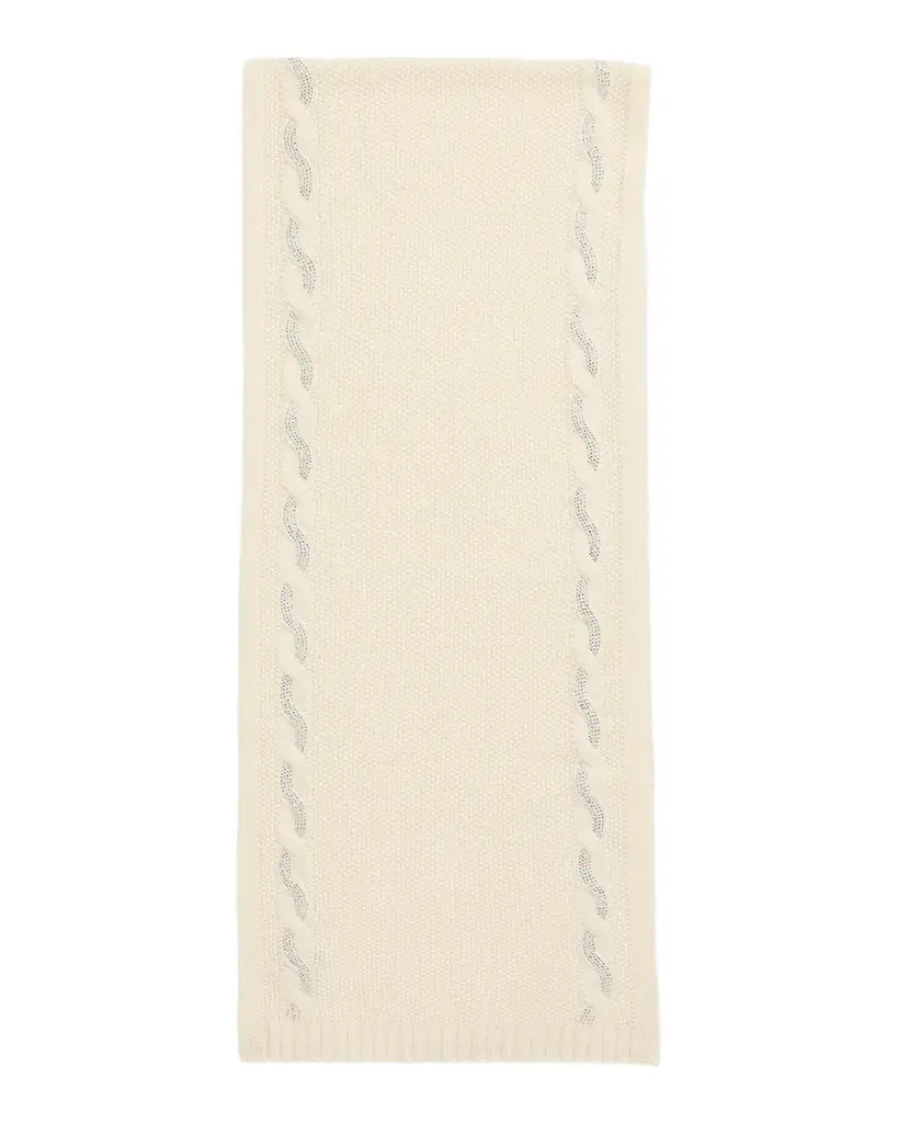 Sofia Cashmere Crystal-Embellished Cable-Knit Cashmere Scarf