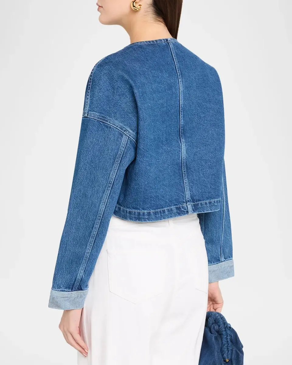 L'Agence Verona Collarless Denim Jacket | Thumbnail 3 L'Agence Verona Collarless Denim Jacket | Thumbnail 3