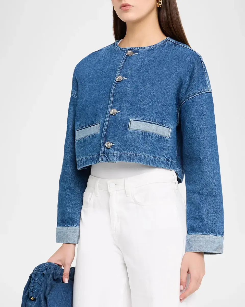 L'Agence Verona Collarless Denim Jacket | Thumbnail 4 L'Agence Verona Collarless Denim Jacket | Thumbnail 4