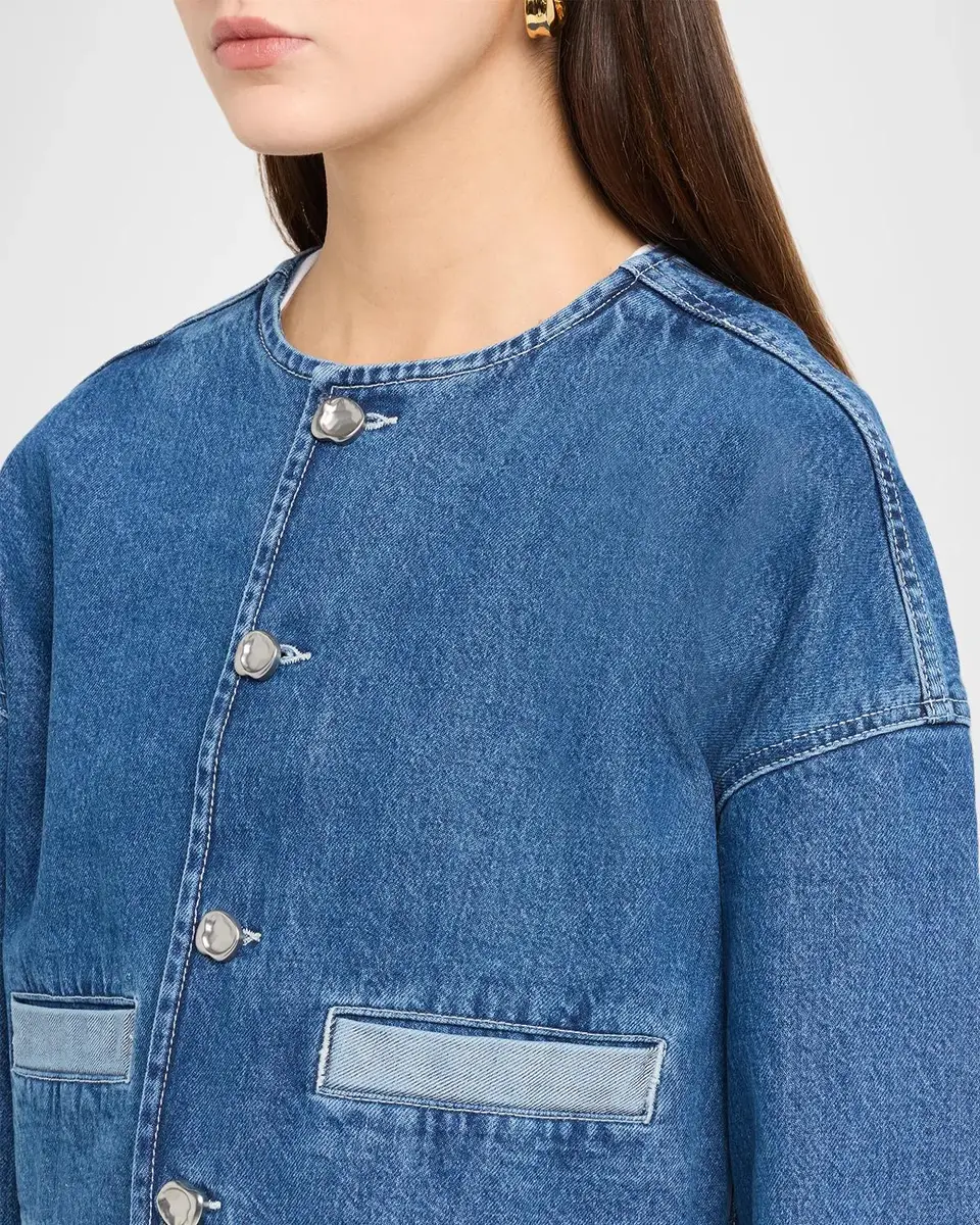 L'Agence Verona Collarless Denim Jacket | Thumbnail 5 L'Agence Verona Collarless Denim Jacket | Thumbnail 5