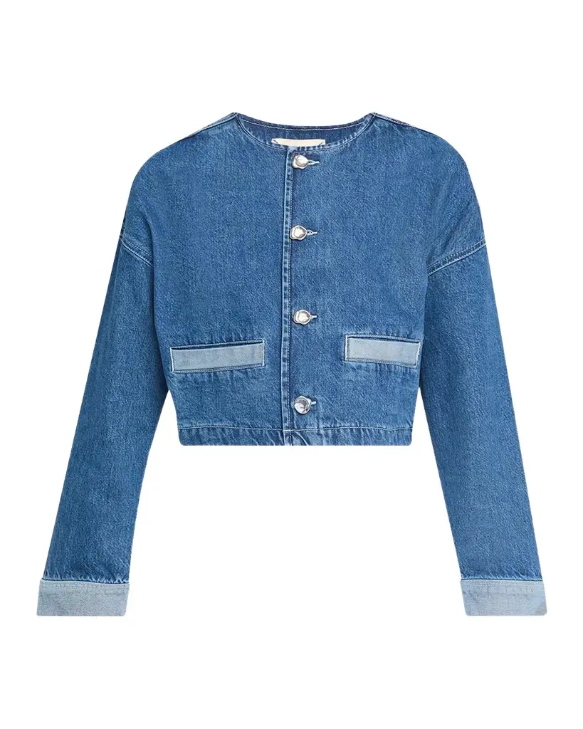L'Agence Verona Collarless Denim Jacket