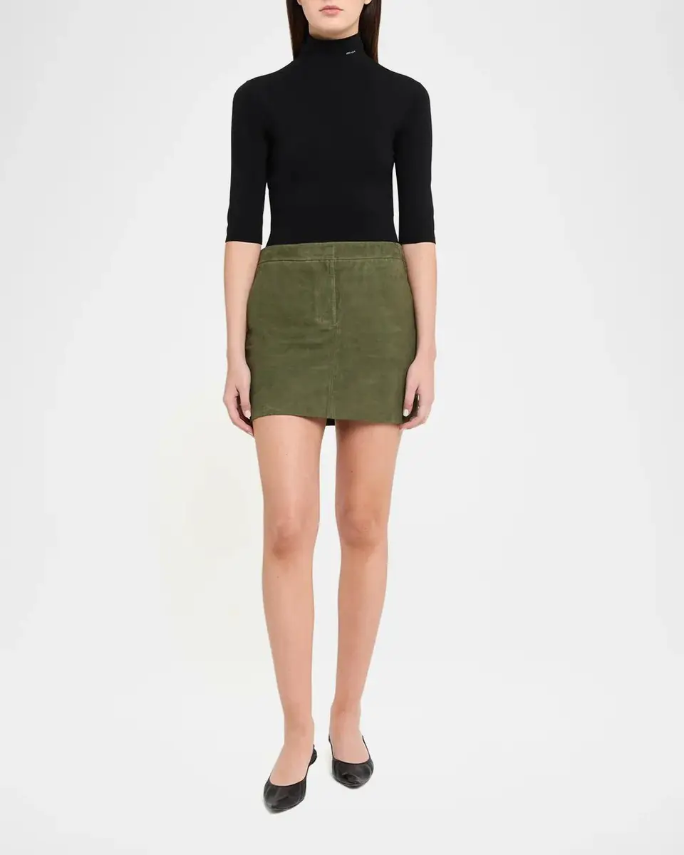 Theory Low-Rise Suede Mini Trouser Skirt | Thumbnail 2 Theory Low-Rise Suede Mini Trouser Skirt | Thumbnail 2