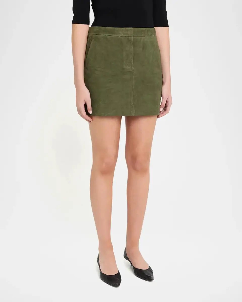 Theory Low-Rise Suede Mini Trouser Skirt | Thumbnail 4 Theory Low-Rise Suede Mini Trouser Skirt | Thumbnail 4