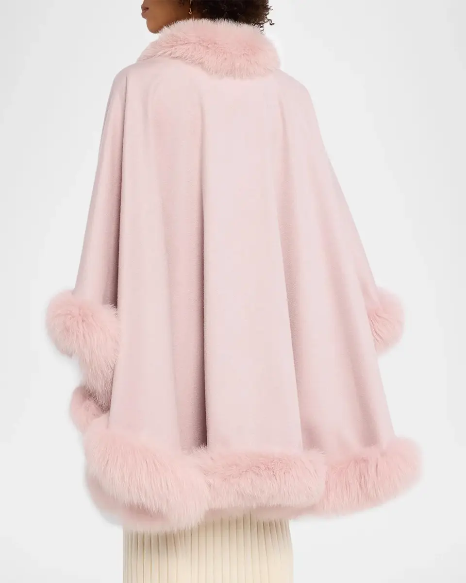 Sofia Cashmere Cashmere Cape With Faux Fur Trim | Thumbnail 3 Sofia Cashmere Cashmere Cape With Faux Fur Trim | Thumbnail 3