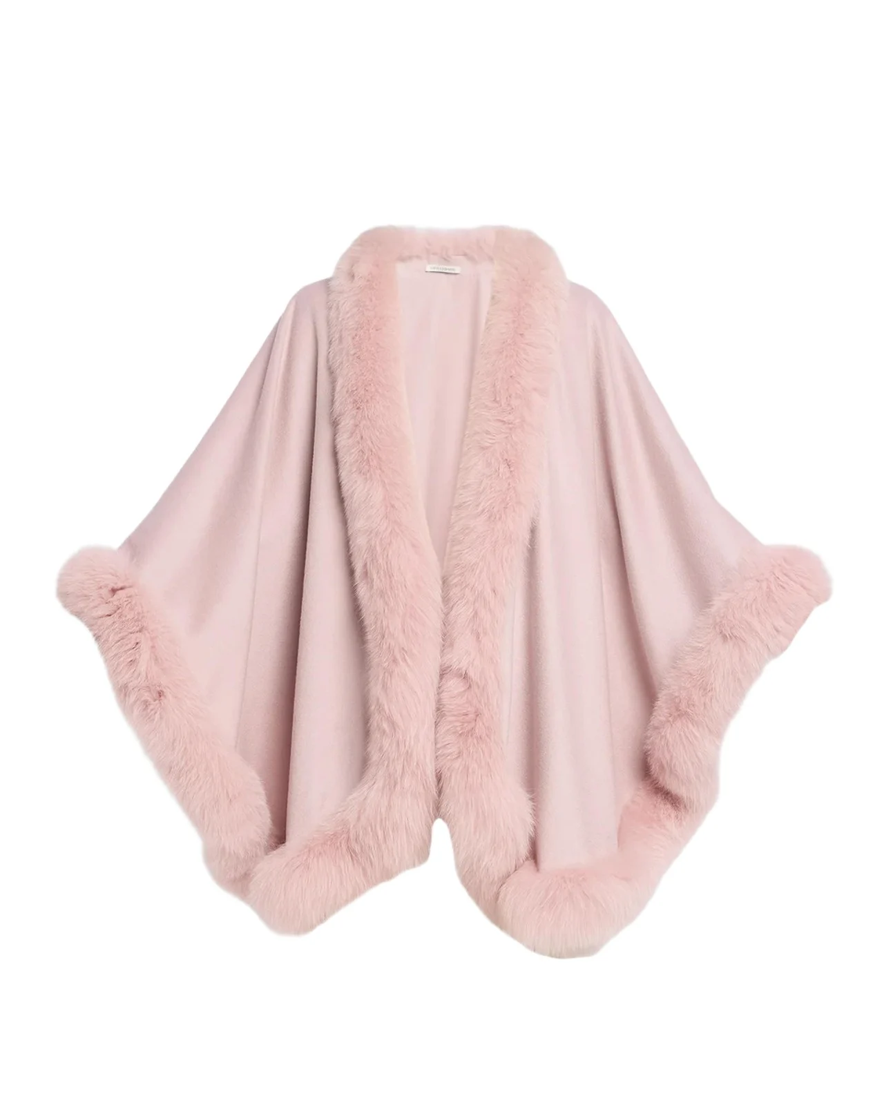 Cashmere Cape With Faux Fur Trim