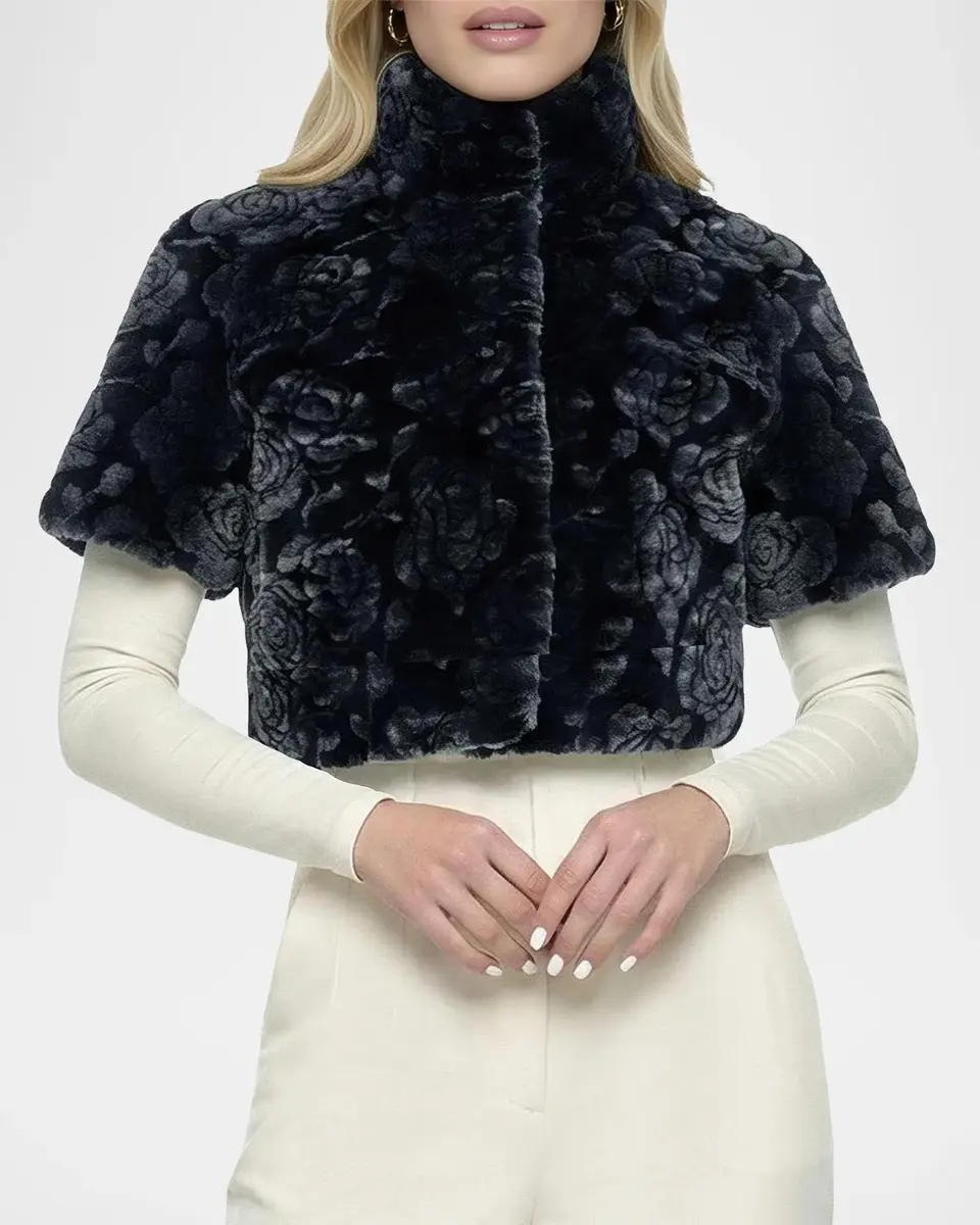 Gorski Select Rose-Print Shearling Bolero | Thumbnail 4 Gorski Select Rose-Print Shearling Bolero | Thumbnail 4
