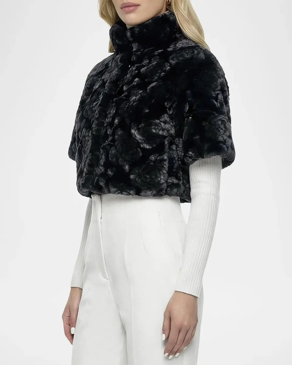 Gorski Select Rose-Print Shearling Bolero | Thumbnail 5 Gorski Select Rose-Print Shearling Bolero | Thumbnail 5