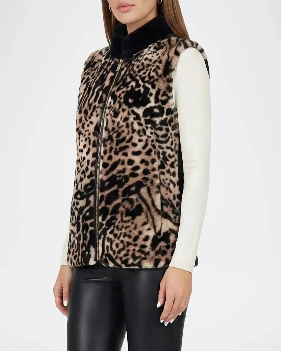 Gorski Select Animal-Print Lamb Shearling Zip Vest With Loro Piana Wool | Thumbnail 5 Gorski Select Animal-Print Lamb Shearling Zip Vest With Loro Piana Wool | Thumbnail 5