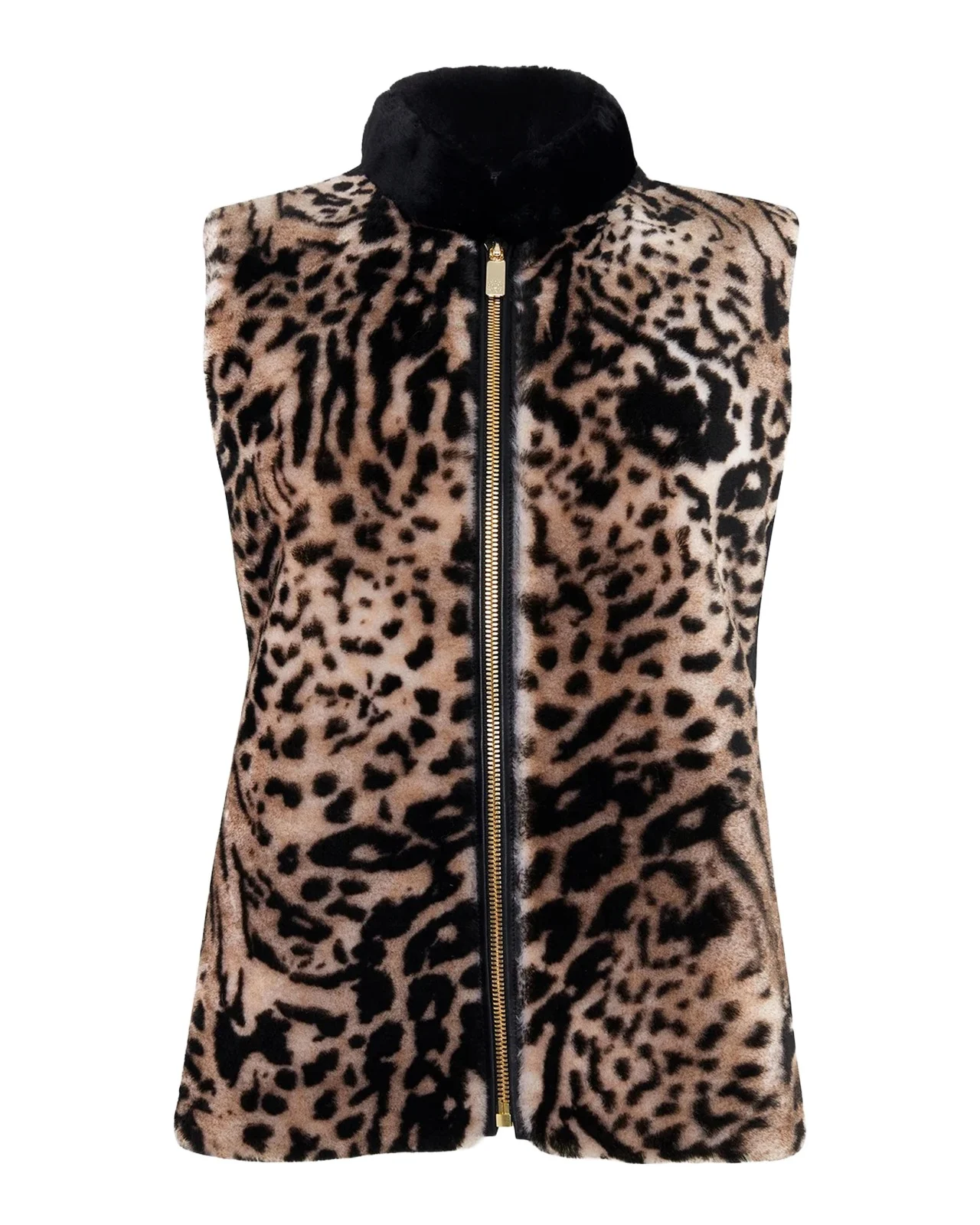 Select Animal-Print Lamb Shearling Zip Vest With Loro Piana Wool Select Animal-Print Lamb Shearling Zip Vest With Loro Piana Wool